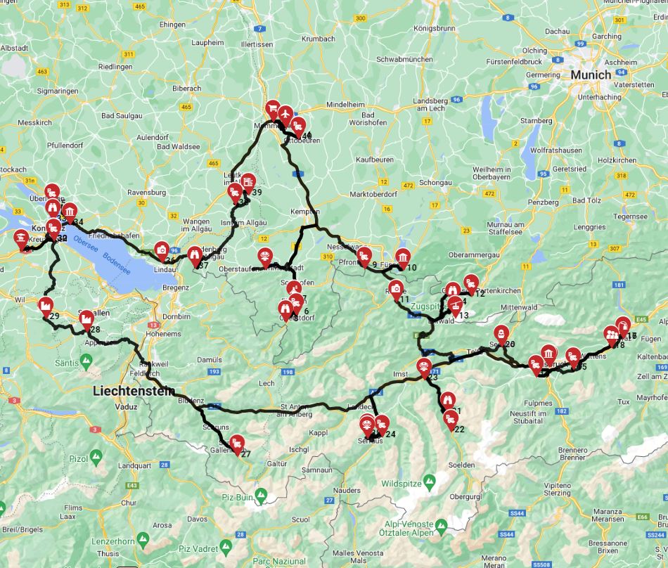 Map for Memmingen Roundtrip - South - Germany Austria  Switzerland